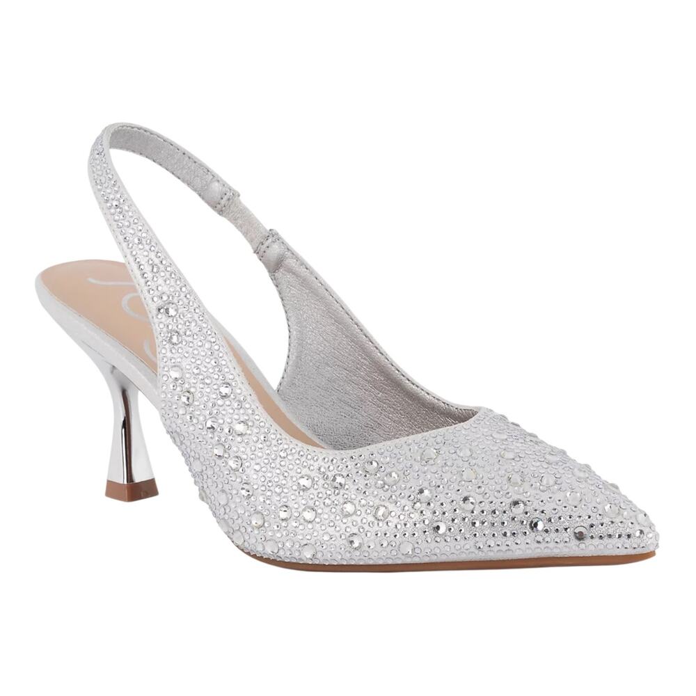 Sugar Women's Dazzy Slingback Rhinestone Embellished Pumps Silver Size 7 1/2